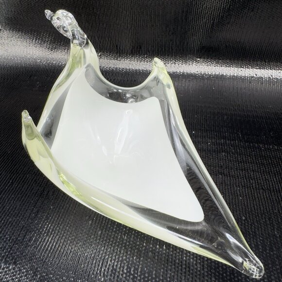 Vintage Venetian Art Glass Duck Bird Bowl Dish Candy Holder Container White VTG - Picture 11 of 14